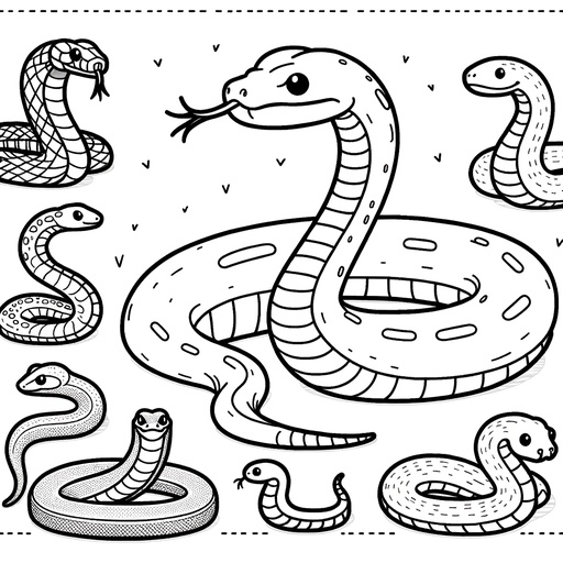 Anaconda with Jungle Friends Coloring Page