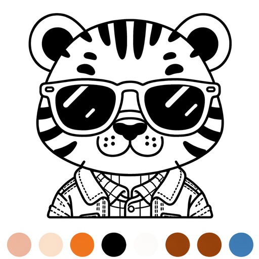 Tiger in Sunglasses Coloring Page