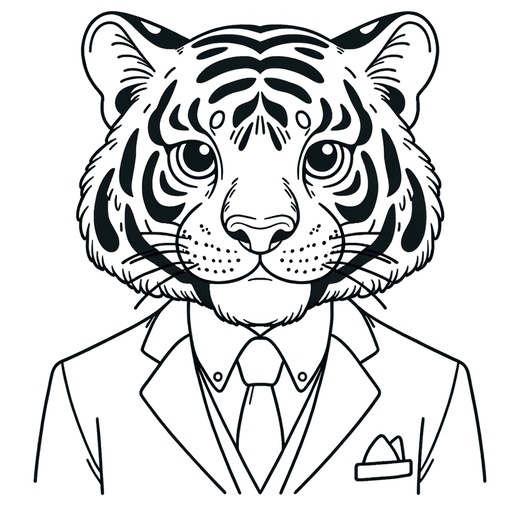 Tiger in a Suit Coloring Page