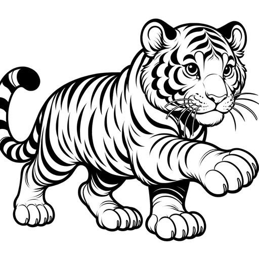 Action Tiger Coloring Page- 4 Free Printable Pages