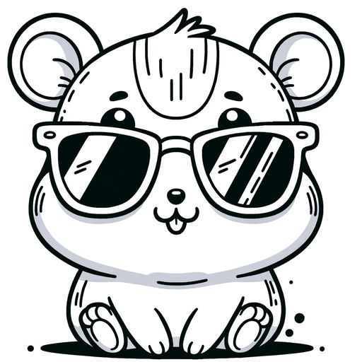 Hamster in Sunglasses Coloring Page