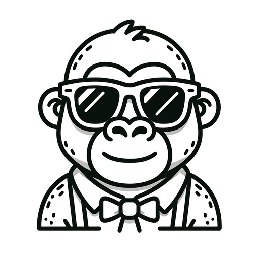 Gorilla in Sunglasses Coloring Page