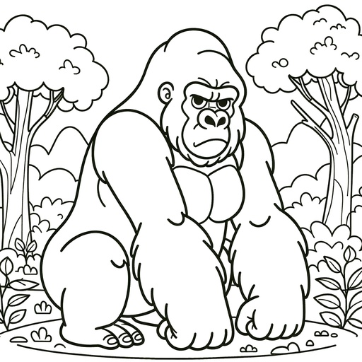 Gorilla in Nature Coloring Page