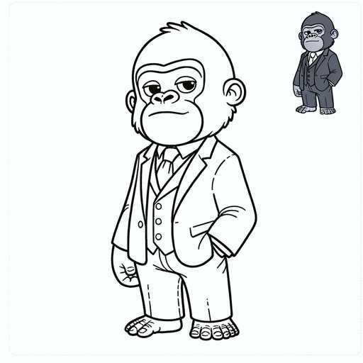 Gorilla in a Suit Coloring Page