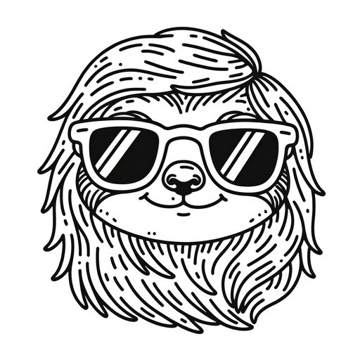 Sloth in Sunglasses Coloring Page