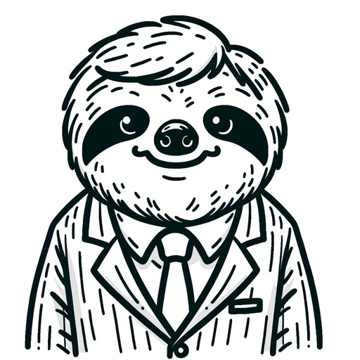 Sloth in a Suit Coloring Page