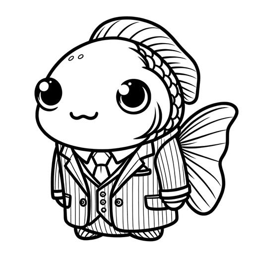 Goldfish in a Suit Coloring Page