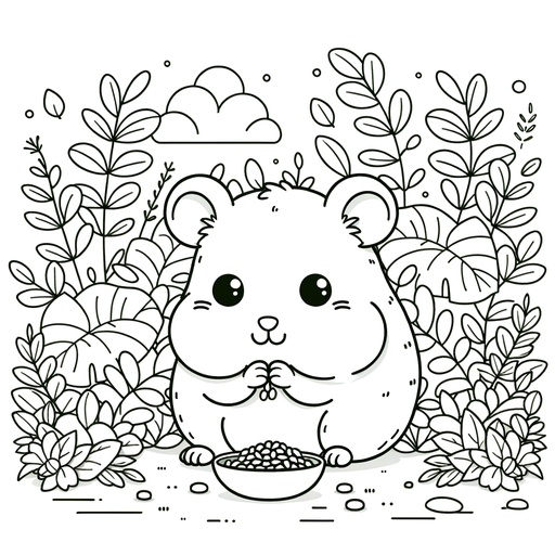 Hamster in Nature Coloring Page