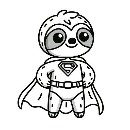 Superhero Sloth Coloring Page