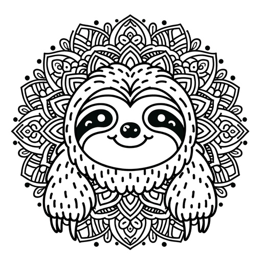 Mandala Sloth Coloring Page