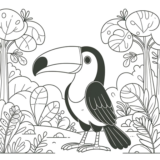 Toucan in Nature Coloring Page