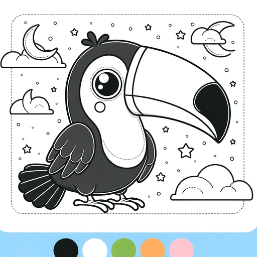 Space Toucan Coloring Page