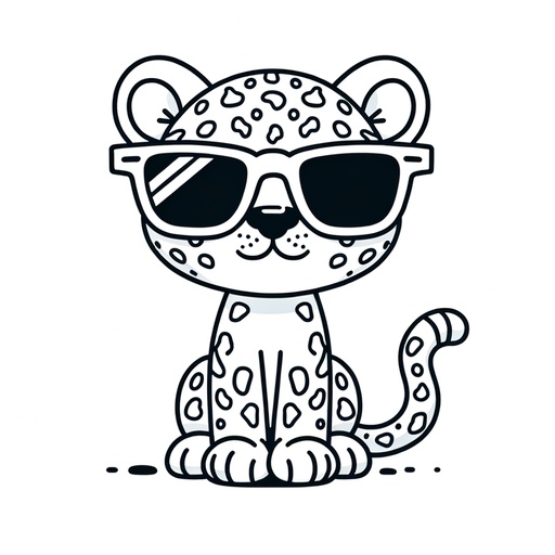 Leopard in Sunglasses Coloring Page