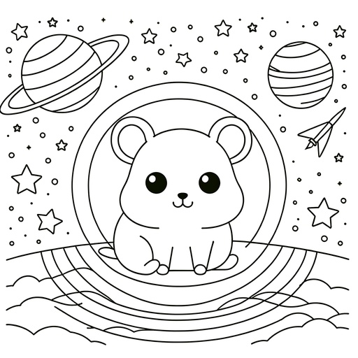 Space Hamster Coloring Page