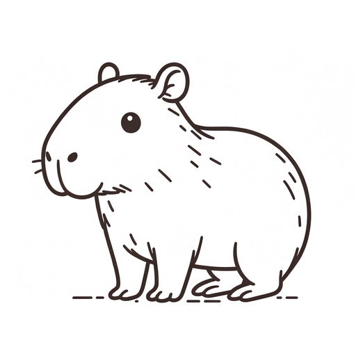 Simple Capybara Coloring Page