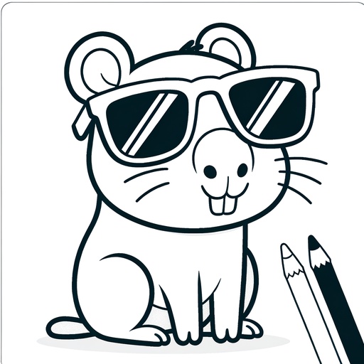 Capybara in Sunglasses Coloring Page