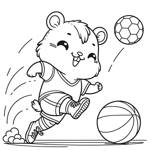 Sporty Hamster Coloring Page