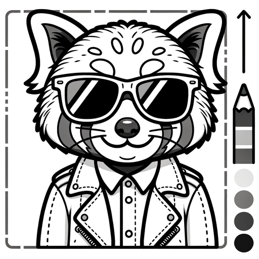 Red Panda in Sunglasses Coloring Page