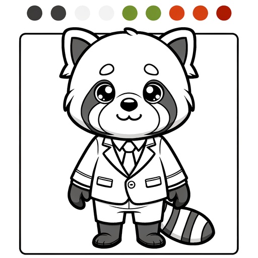 Red Panda in a Suit Coloring Page