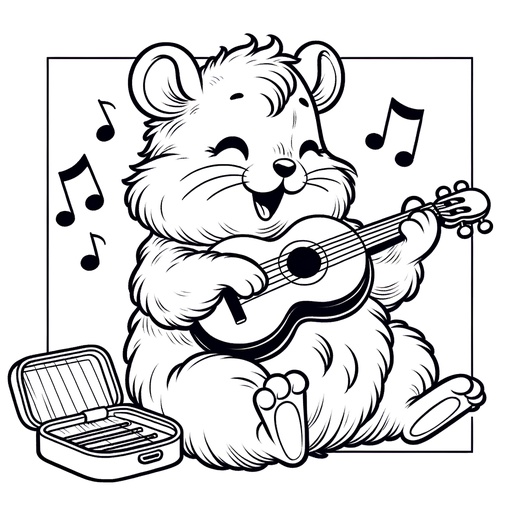 Musical Hamster Coloring Page