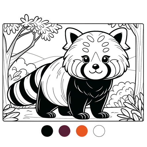 Red Panda in Nature Coloring Page