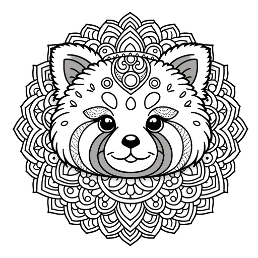 Mandala Red Panda Coloring Page