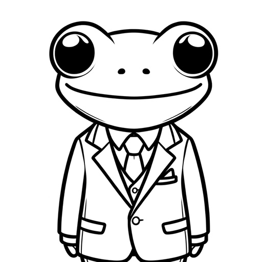 Tree Frog in a Suit Coloring Page