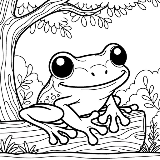 Tree Frog in Nature Coloring Page