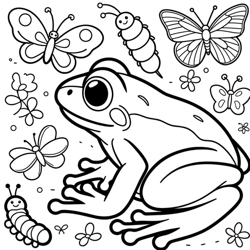 Tree Frog with Rainforest Friends Coloring Page