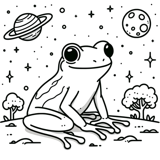 Space Tree Frog Coloring Page