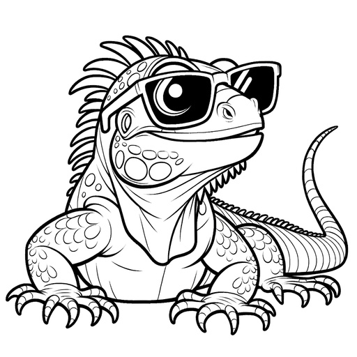 Iguana in Sunglasses Coloring Page