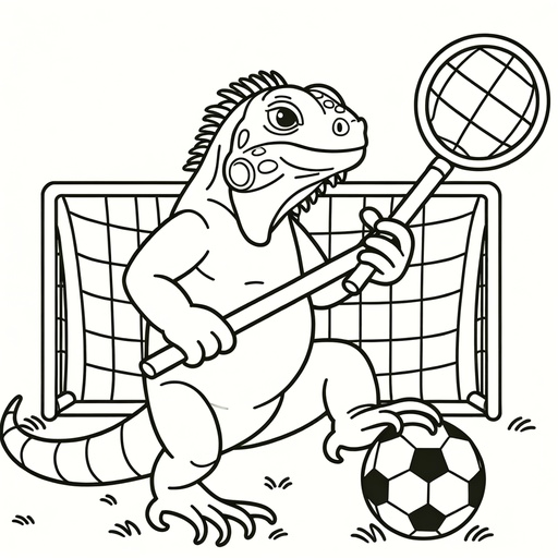 Sporty Iguana Coloring Page