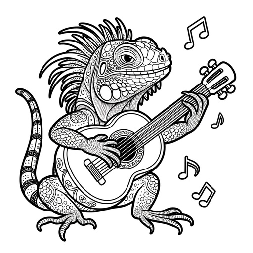 Musical Iguana Coloring Page