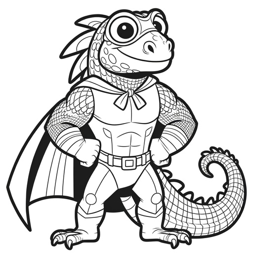 Superhero Iguana Coloring Page