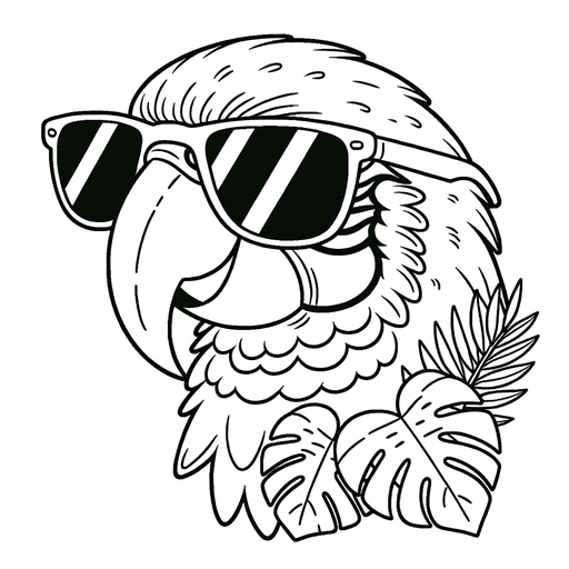 Macaw in Sunglasses Coloring Page