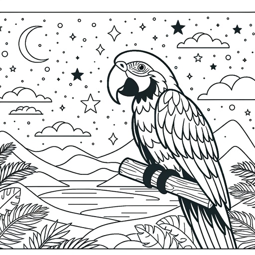 Space Macaw Coloring Page