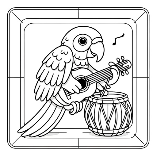 Musical Macaw Coloring Page