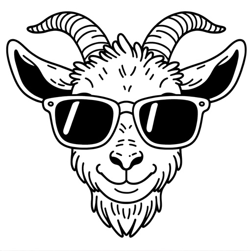 Goat in Sunglasses Coloring Page