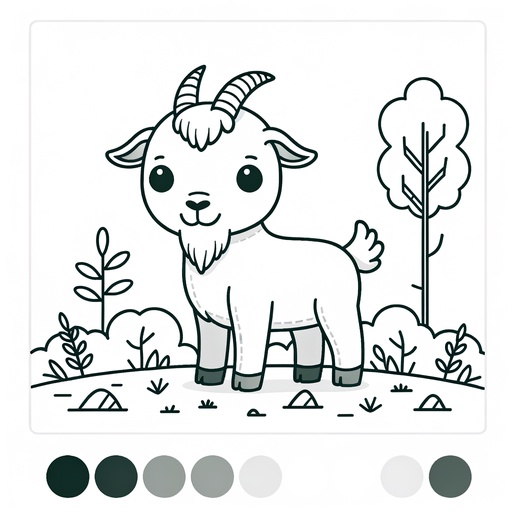 Goat in Nature Coloring Page