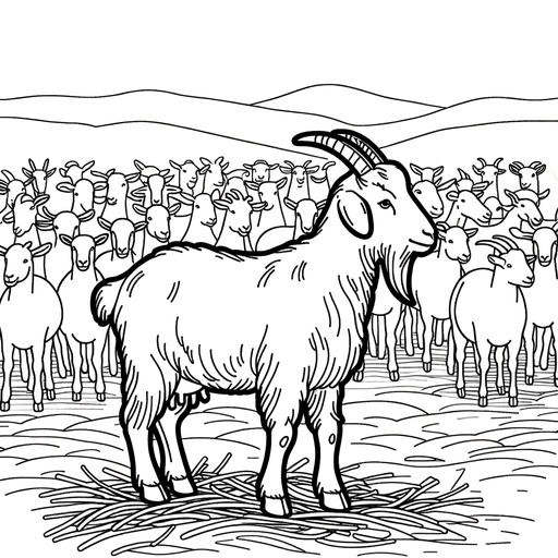 Goat with Farm Friends Coloring Page