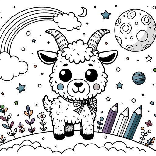 Space Goat Coloring Page