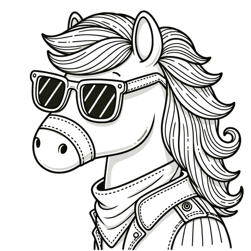 Horse in Sunglasses Coloring Page