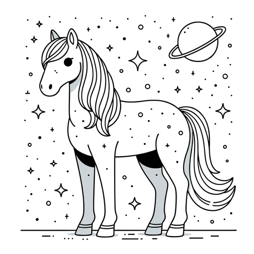 Space Horse Coloring Page