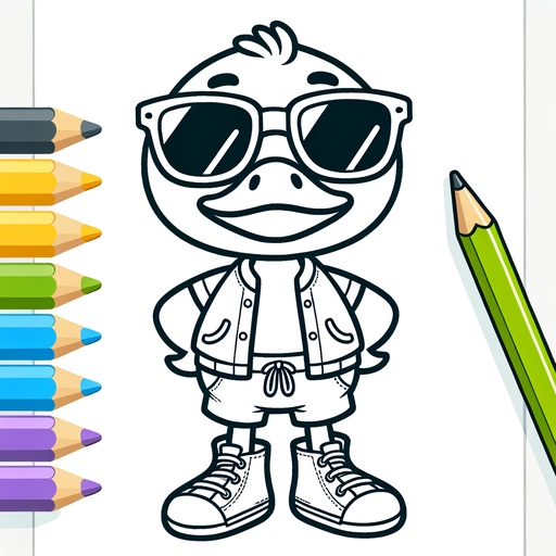 Duck in Sunglasses Coloring Page