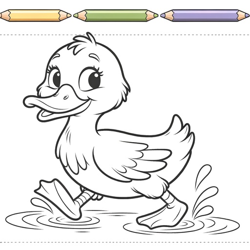 Action Duck Coloring Page