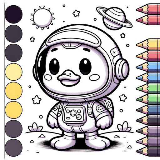 Space Duck Coloring Page