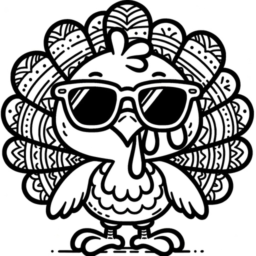 Turkey in Sunglasses Coloring Page