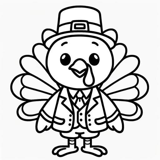 Turkey in a Suit Coloring Page