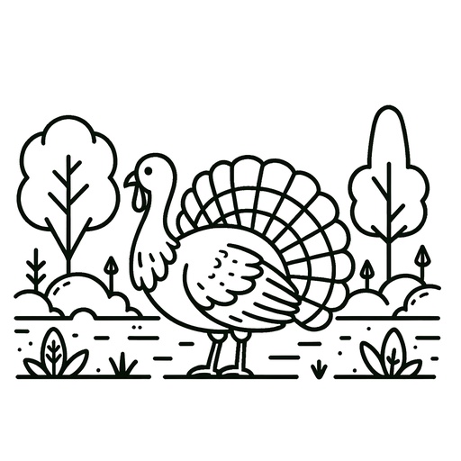 Turkey in Nature Coloring Page