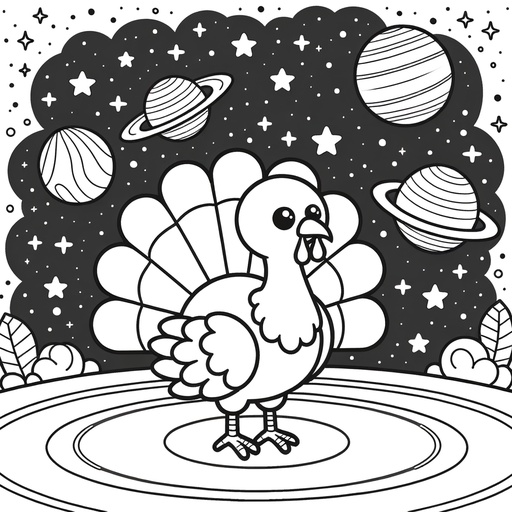 Space Turkey Coloring Page